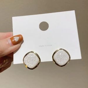 Gold Filled White Square Earrings